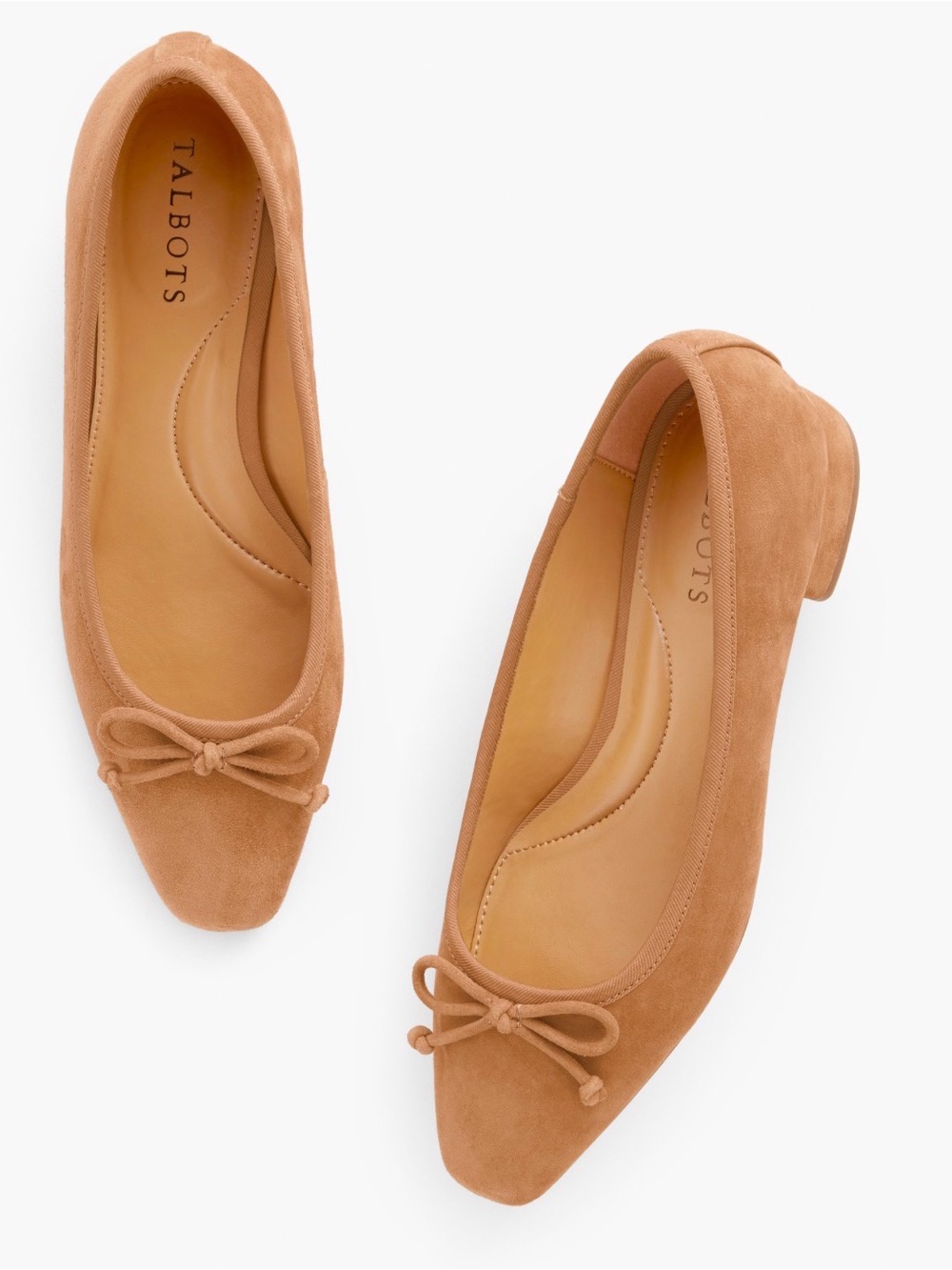 Talbots Tan Suede Ballet Flats with Bow